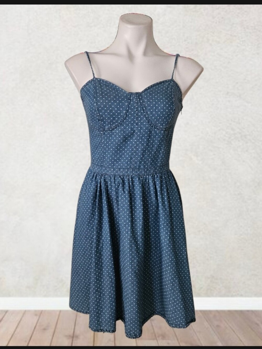 LC Lauren Conrad Denim Like Dot Bustier Dress Size 8